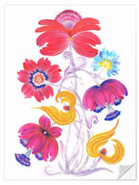 Wandsticker Lebendige Blumenfantasie im Petrykivka-Stil