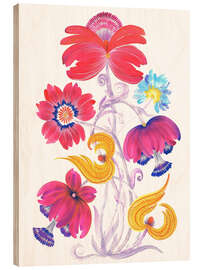 Print på træ Vibrant Floral Fantasy in Petrykivka Style