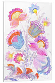 Alubild Verträumte Pastellblüten im Petrykivka-Stil - Tetiana Savchenko