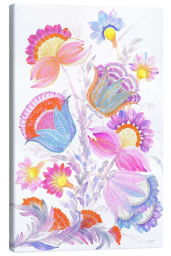 Canvas print Dreamy Pastel Blossoms in Petrykivka Style