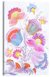 Canvas print Dreamy Pastel Blossoms in Petrykivka Style - Tetiana Savchenko