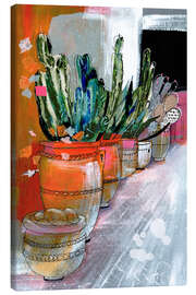 Canvas print Green Cactuses in Terracotta Pots - Anastasia Mamoshina
