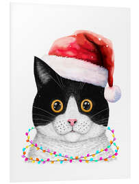 Hartschaumbild Santa Cat - Valeriya Korenkova