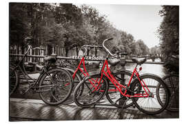 Aluminium print Red bicycles in Amsterdam