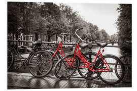 Tableau en PVC Red bicycles in Amsterdam