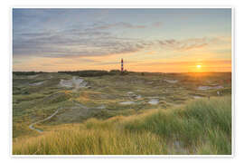 Poster Lighthouse on Amrum at sunrise - Michael Valjak