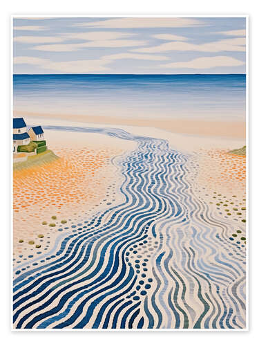Poster Sea and beach at low tide, Brittany