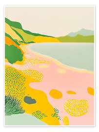 Reprodução Pink Beach Maritime Beach Landscape - Frank Daske
