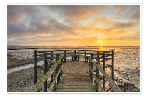 Poster Aussichtsplattform im Wattenmeer auf Amrum