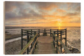 Holzbild Aussichtsplattform im Wattenmeer auf Amrum - Michael Valjak