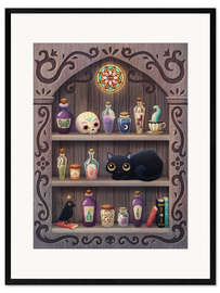 Ingelijste kunstdruk Cute Halloween cat