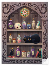 Selvklæbende plakat Cute Halloween cat