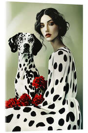 Acrylic print Dalmatian woman with dog and roses - Frank Daske