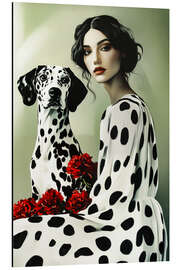 Tableau en aluminium Dalmatian woman with dog and roses - Frank Daske