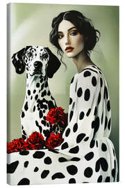 Obraz na płótnie Dalmatian woman with dog and roses - Frank Daske