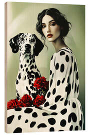 Trätavla Dalmatian woman with dog and roses - Frank Daske
