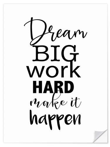 Selvklebende plakat Dream big - Quote