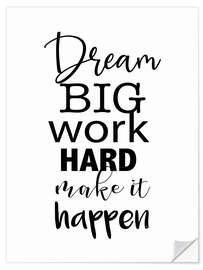Selvklebende plakat Dream big - Quote