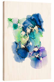 Holzbild Stillness Blue and Green Abstract Art