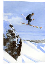 Akrylbilde Skier in air