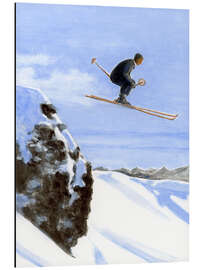 Alubild Skifahrer in der Luft