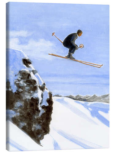 Canvas print Skier in air