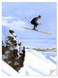 Wandsticker Skifahrer in der Luft