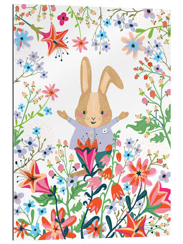 Gallery Print Fröhlicher Hase und Blumen