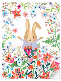 Wall sticker Happy Bunny and Flowers