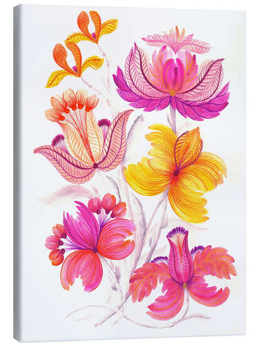 Tableau sur toile Bouquet with pink and yellow flowers