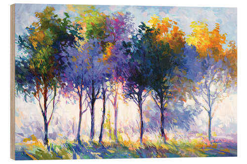 Cuadro de madera Radiant Trees in the Morning Glow