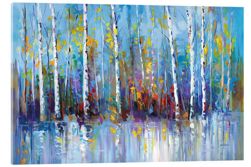 Acrylic print Colourful Birch Trees