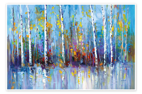 Plakat Colourful Birch Trees