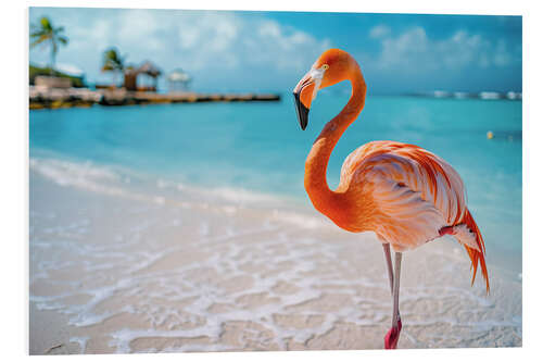 PVC-taulu Rosa Flamingo am Strand in Aruba