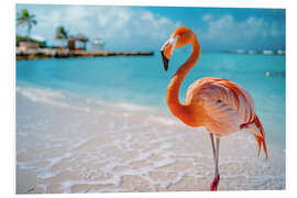 PVC-taulu Rosa Flamingo am Strand in Aruba