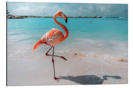 Alumiinitaulu Flamingo on the beach in Aruba