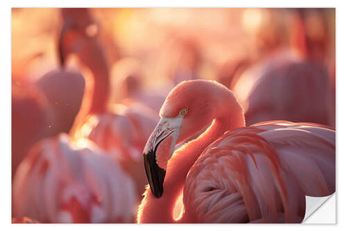 Adesivo murale Flamingo in the evening light
