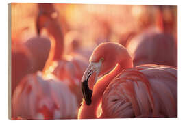 Puutaulu Flamingo in the evening light