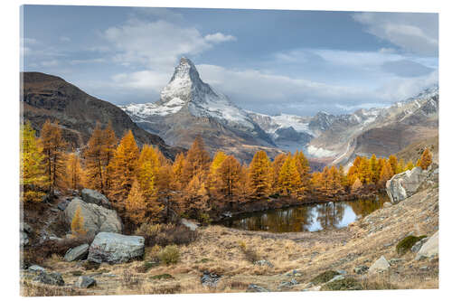 Akrylbilde Matterhorn and Grindjisee in autumn