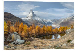 Cuadro de aluminio Matterhorn and Grindjisee in autumn - Jan Christopher Becke