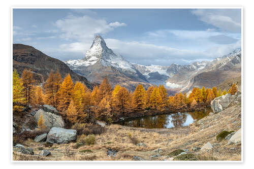 Plakat Matterhorn and Grindjisee in autumn