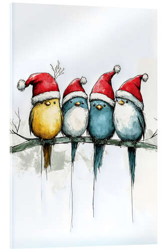 Akryylilasitaulu Birds looking forward to Christmas