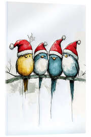 Akryylilasitaulu Birds looking forward to Christmas