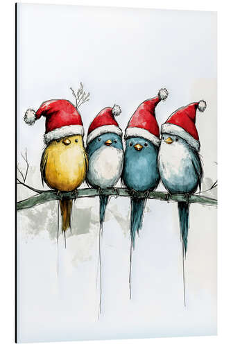Alubild Vögel freuen sich auf Weihnachten