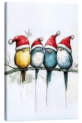 Canvas print Birds looking forward to Christmas