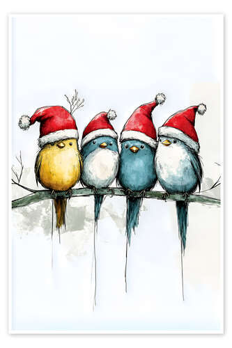 Poster Birds looking forward to Christmas