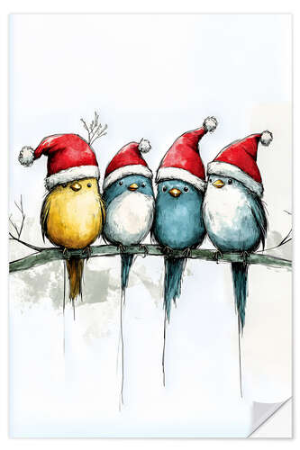 Vinilo para la pared Birds looking forward to Christmas