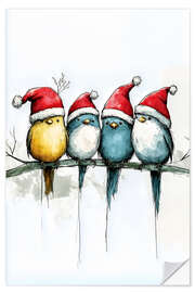 Muursticker Birds looking forward to Christmas