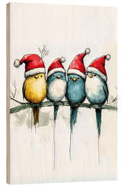 Tableau en bois Birds looking forward to Christmas - Peter Roder