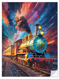 Naklejka na ścianę Colourful steam locomotive - Jörg Gamroth